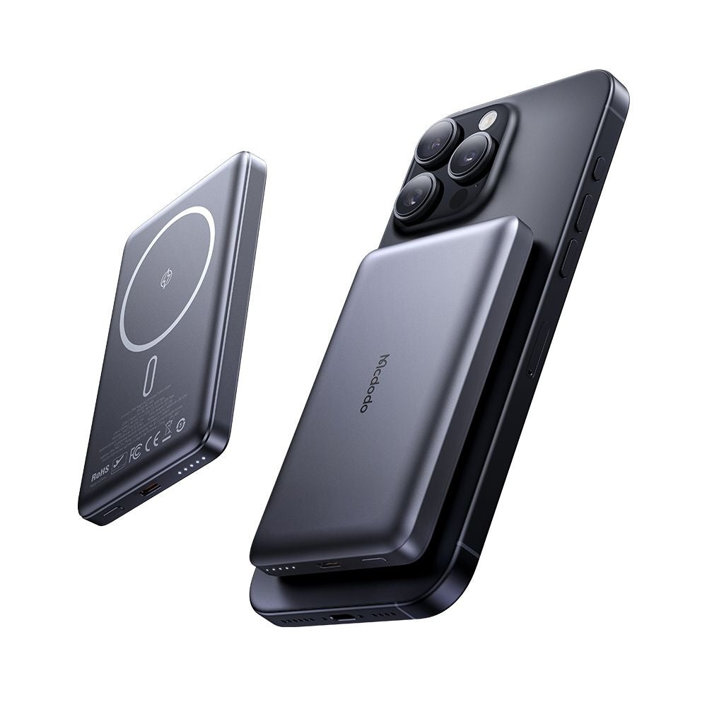 Ekstern trådløs batteri McDodo MC-4651 Meta, 10000mAh, 20W, PD + FQI, 1 x QI - 1 x USB-C, Svart