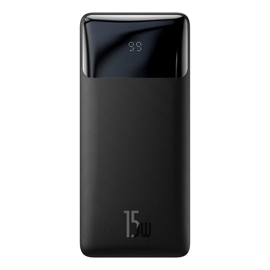 Baseus Bipow eksternt batteri, 10000 mAh, 15 W, 1 x USB-C - 2 x USB-A, svart PPBD050001