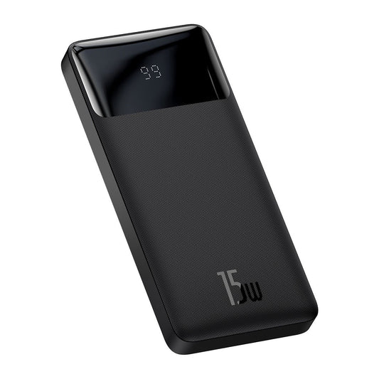 Baseus Bipow eksternt batteri, 10000 mAh, 15 W, 1 x USB-C - 2 x USB-A, svart PPBD050001
