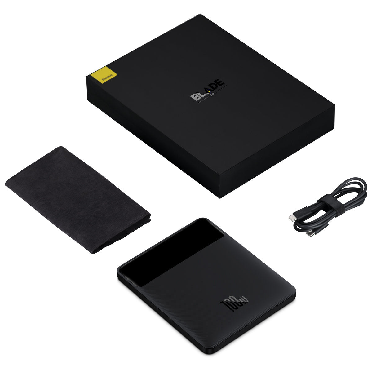 Ekstern Batteri Baseus Blade Ultrathin, 20000mAh, 100W, QC + PD, 2 x USB-A - 2 x USB-C, Svart PPBL000201