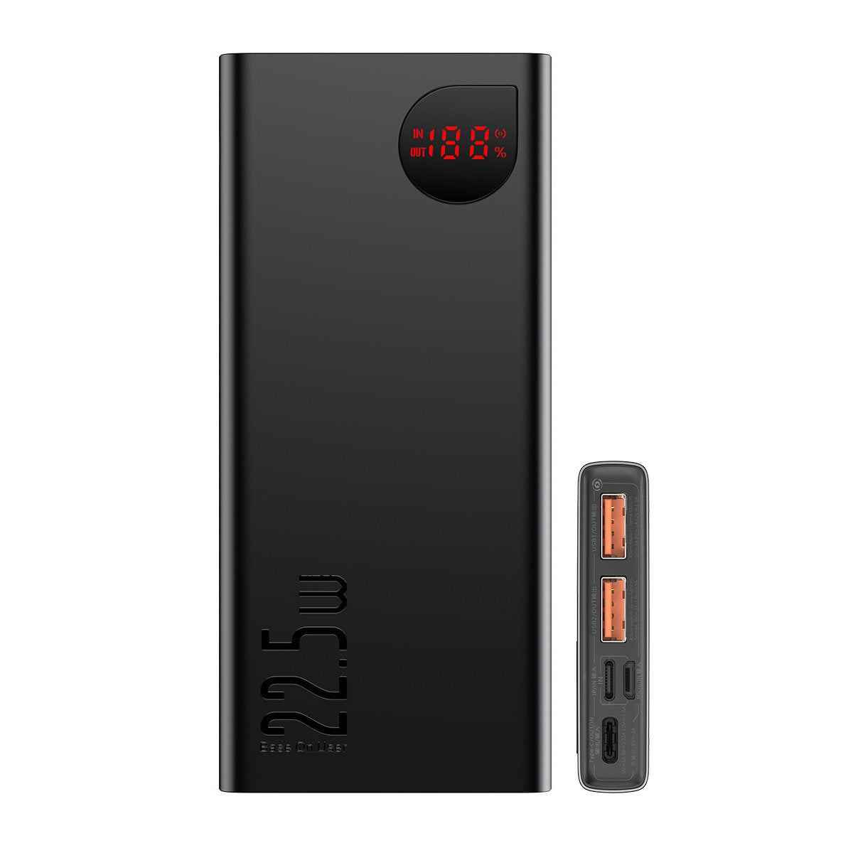 Ekstern batteri Baseus Adaman, 10000mAh, 22.5W, QC + PD, 1 x USB-C - 2 x USB-A, Svart PPAD070001