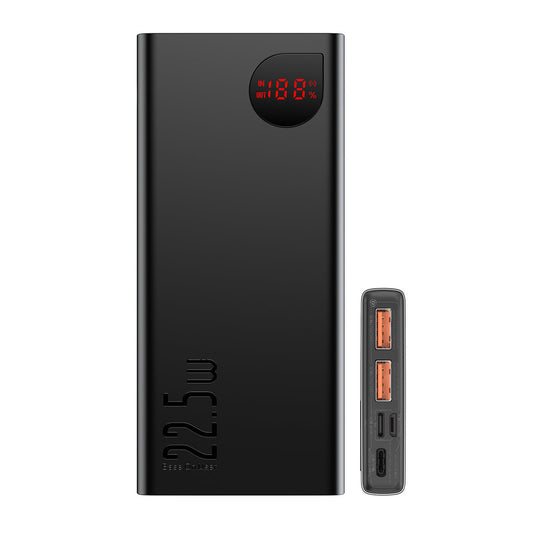 Baseus Adaman eksternt batteri, 10000 mAh, 22,5 W, QC + PD, 1 x USB-C - 2 x USB-A, svart