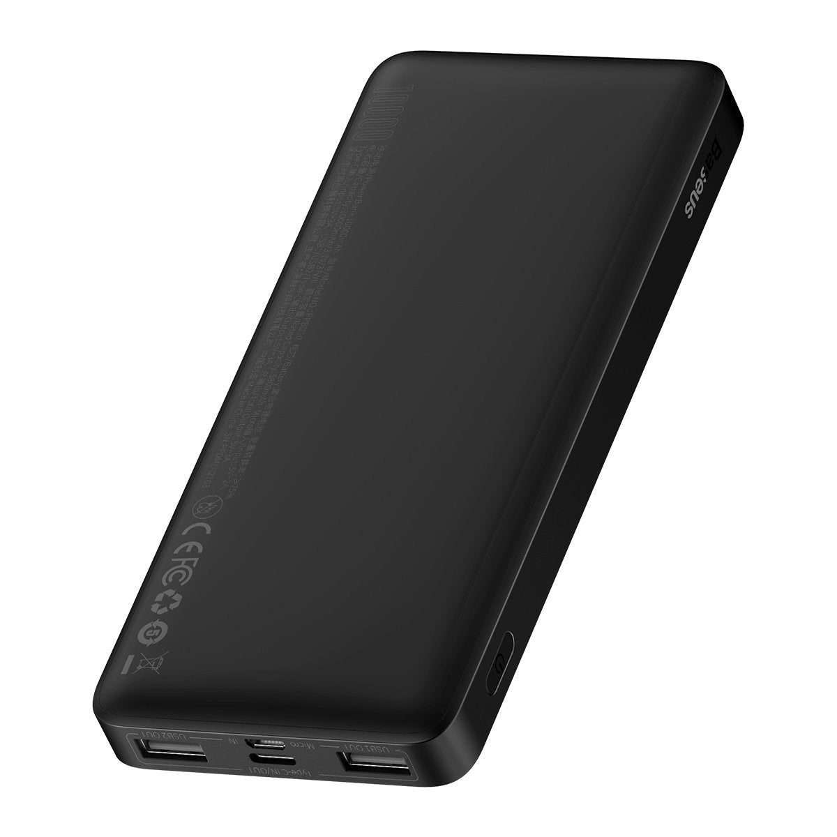 Baseus Bipow eksternt batteri, 10000 mAh, 15 W, 1 x USB-C - 2 x USB-A, svart PPBD050001