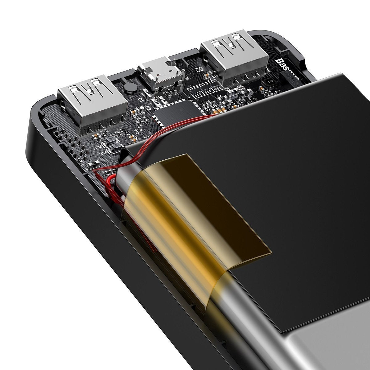 Baseus Bipow eksternt batteri, 10000 mAh, 15 W, 1 x USB-C - 2 x USB-A, svart PPBD050001
