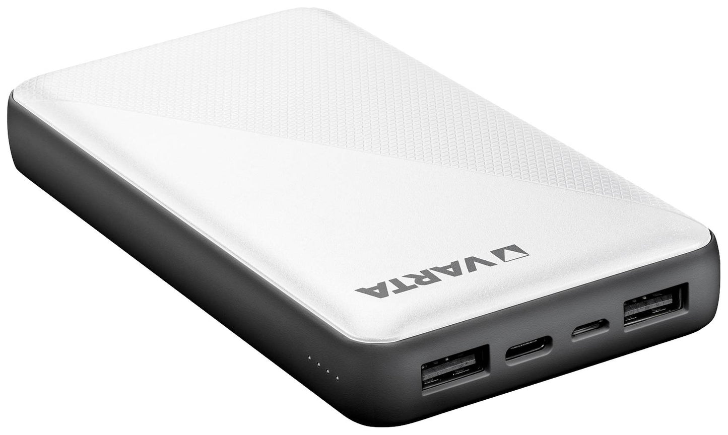 Varta Energy Eksternt batteri, 15000mAh, 15W, 1 x USB-C - 2 x USB-A, Hvit