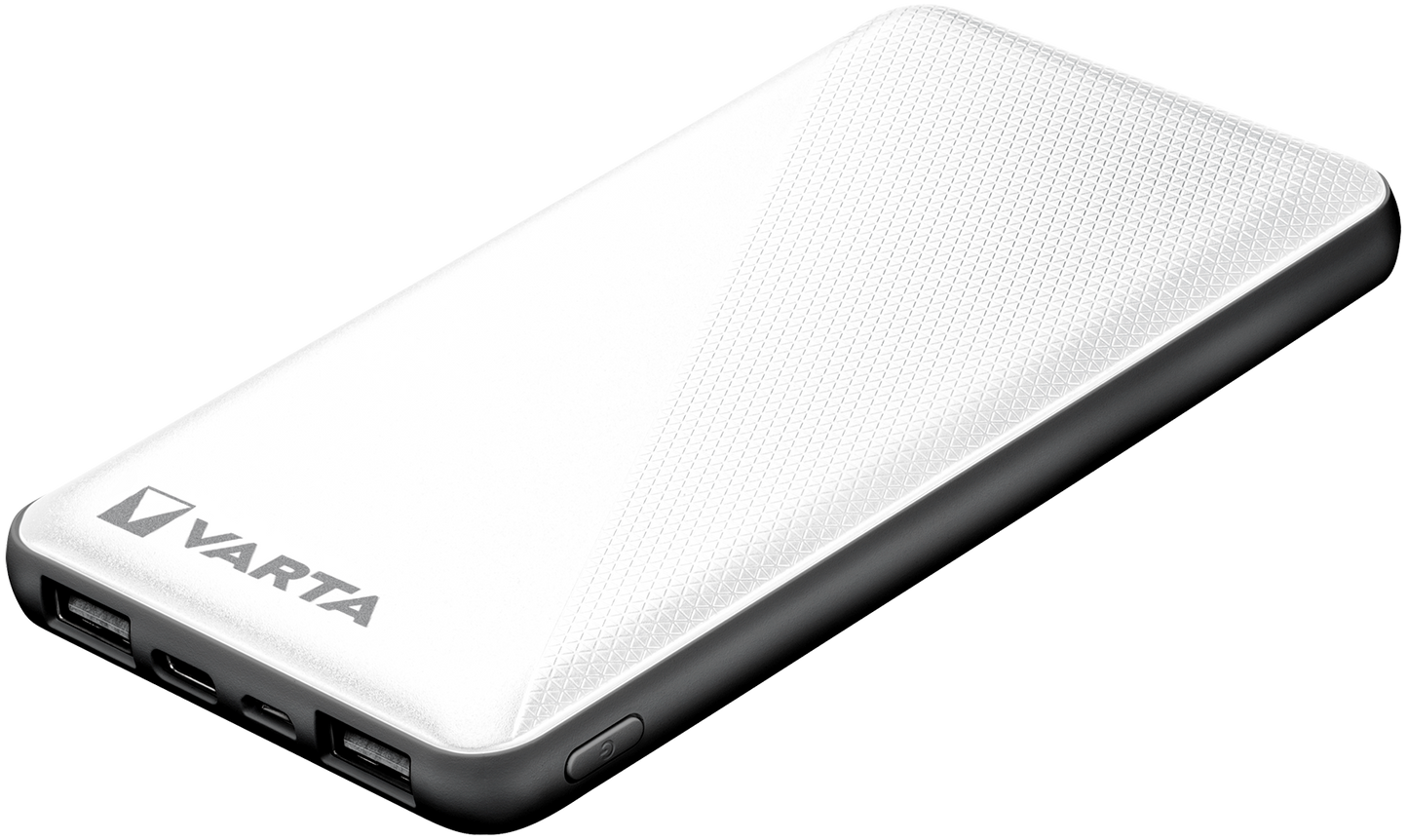 Varta Energy eksternt batteri, 10000 mAh, 15 W, 1 x USB-C - 2 x USB-A, hvit
