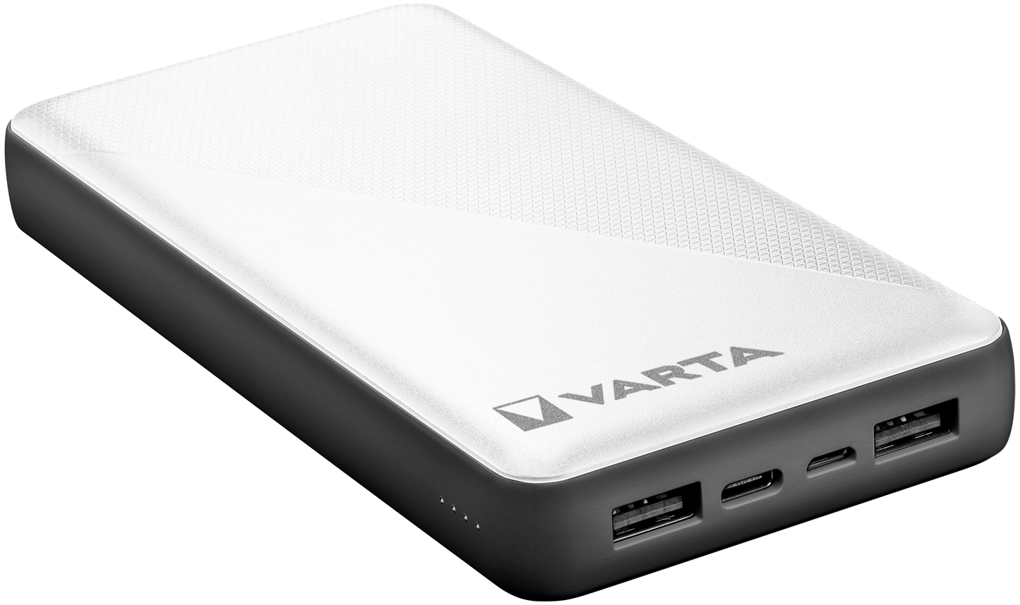 Varta Energy Eksternt batteri, 20000 mAh, 15 W, 1 x USB-C - 2 x USB-A, hvit