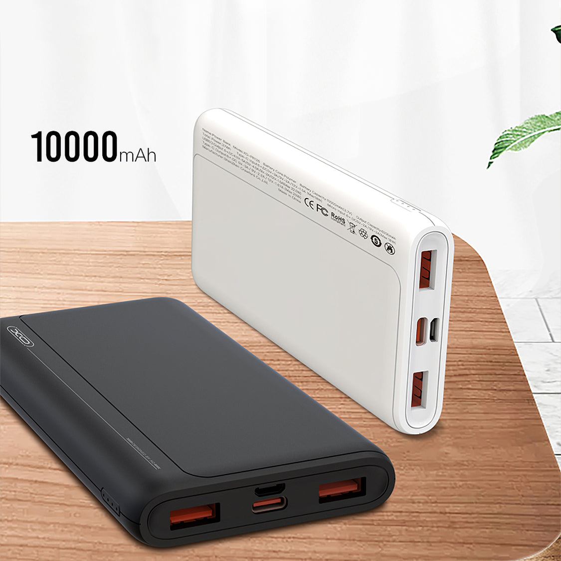 Ekstern batteri XO Design PR127, 20000mAh, 22.5W, QC + PD, 1 x USB-C - 2 x USB-A, Svart