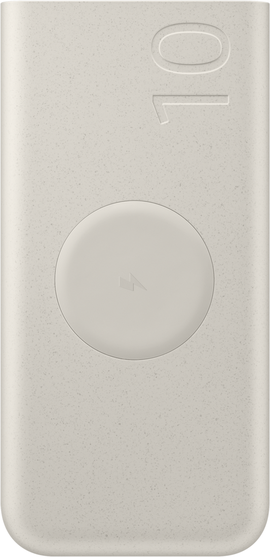 Samsung trådløst eksternt batteri, 10000 mAh, 25 W, PD + FQI, 1 x QI - 2 x USB-C, Beige EB-U2510XUEGEU