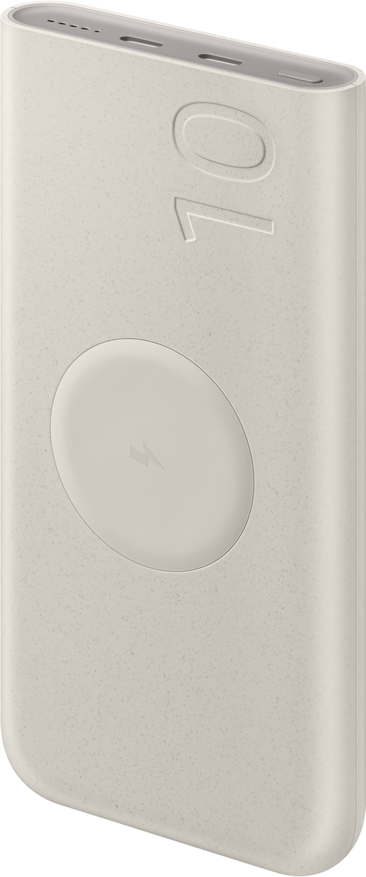 Samsung trådløst eksternt batteri, 10000 mAh, 25 W, PD + FQI, 1 x QI - 2 x USB-C, Beige EB-U2510XUEGEU
