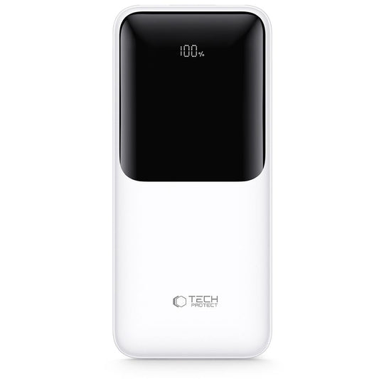 Ekstern batteri Tech-Protect PB02, 20000mAh, 22.5W, QC + PD, 1 x USB-C - 2 x USB-A, Hvit