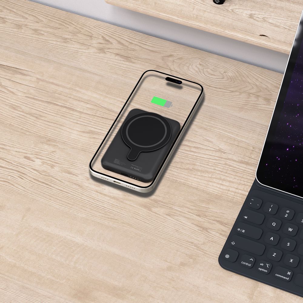 Eksternt trådløst batteri Tech-Protect PB10 LifeMag, 5000mAh, 15W, PD + FQI, 1 x QI - 1 x USB-C, Svart