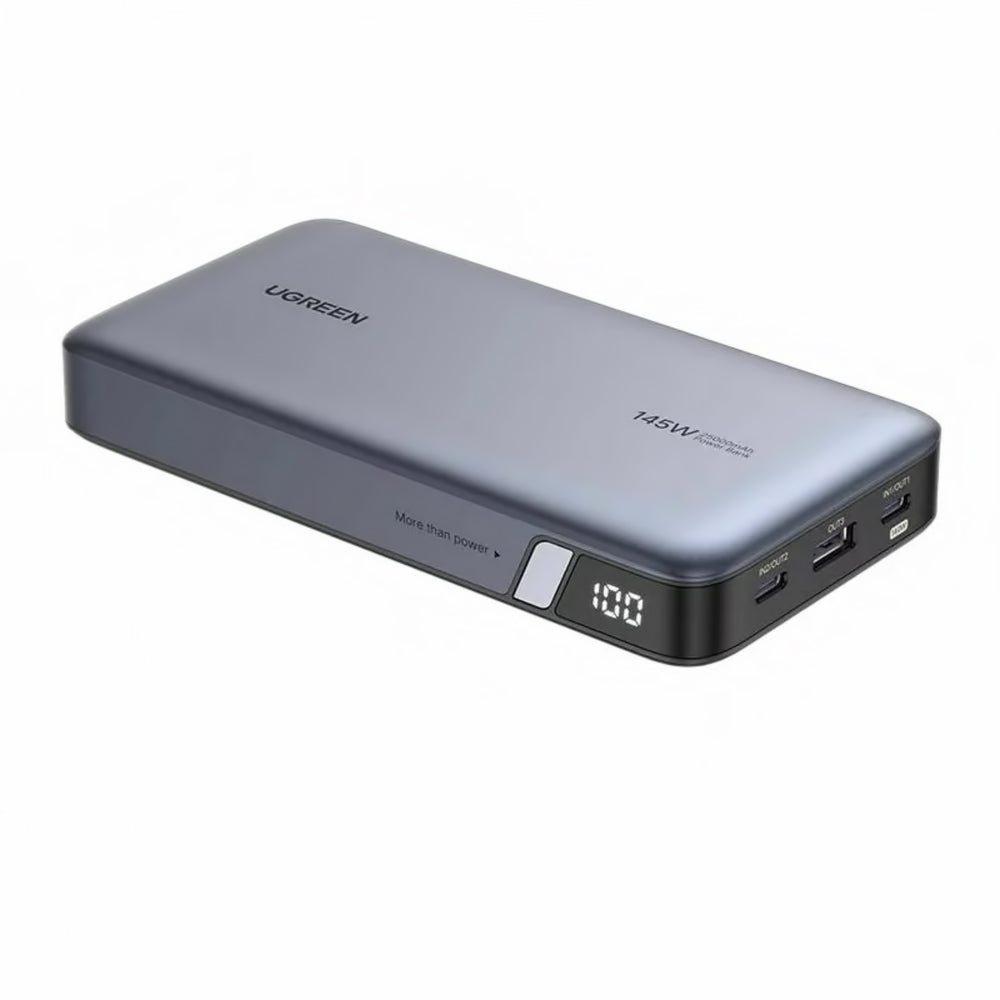 Ekstern batteri UGREEN PB205, 25000mAh, 145W, QC + PD, 1 x USB-A - 2 x USB-C, Grå