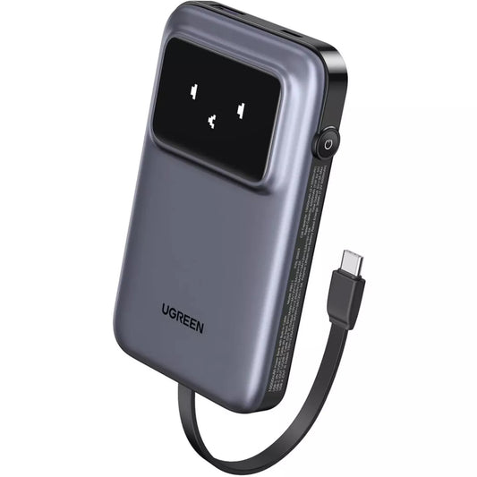 UGREEN PB511 Uno eksternt batteri, 10000 mAh, 30 W, QC + PD, 1 x USB-A - 2 x USB-C, grå
