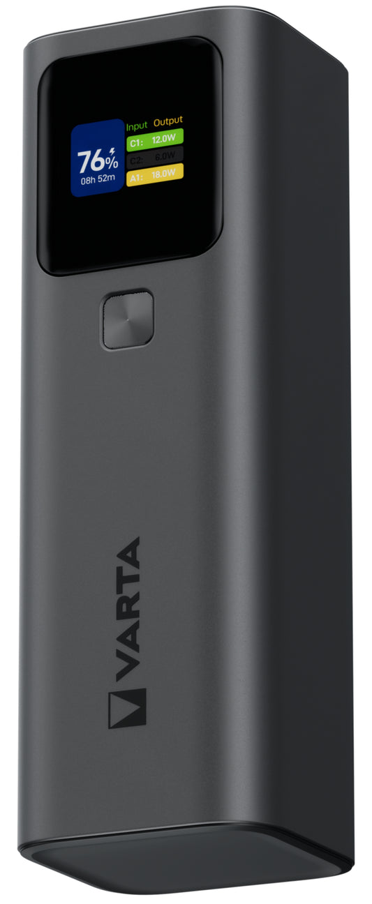 Ekstern Batteri Varta High Speed, 27000mAh, 140W, QC + PD, 1 x USB-A - 2 x USB-C, Svart