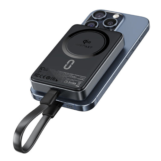 Trådløst Eksternt Batteri Acefast M11, 10000mAh, 30W, PD + FQI, 1 x QI - 1 x USB-C, Svart