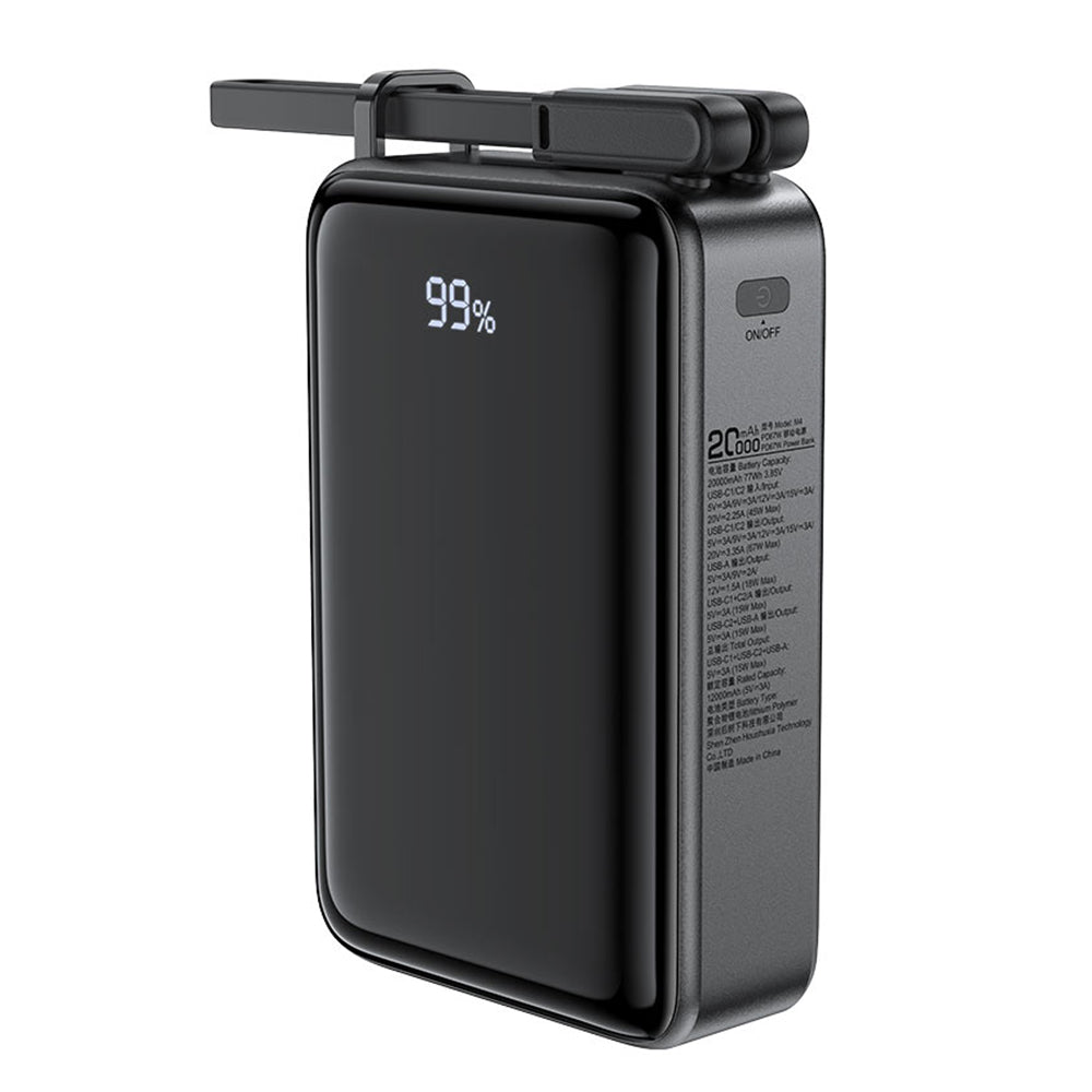 Ekstern batteri Acefast M4, 20000mAh, 67W, PD, 1 x USB-A - 2 x USB-C, Svart