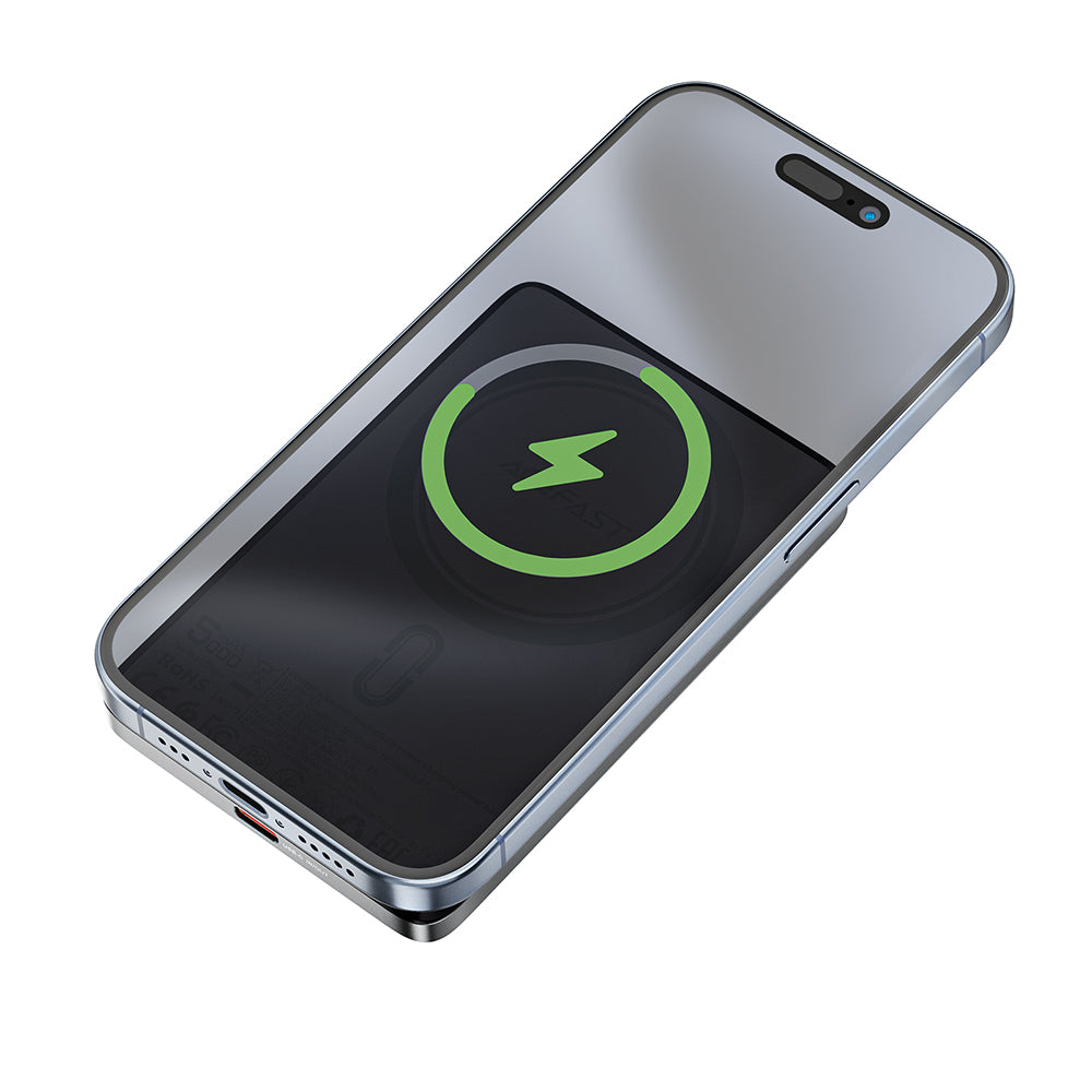 Trådløs Ekstern Batteri Acefast M8, 5000mAh, 18W, PD + FQI, 1 x QI - 1 x USB-C, Svart