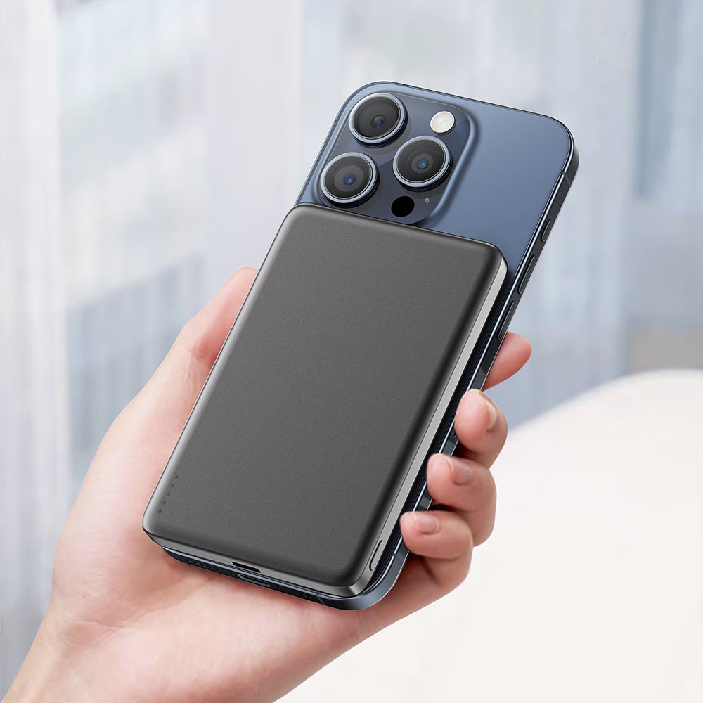Trådløs Ekstern Batteri Acefast M8, 5000mAh, 18W, PD + FQI, 1 x QI - 1 x USB-C, Svart