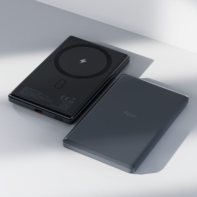 Ekstern trådløs batteri Allity. APB-300, 5000mAh, 20W, PD + QC, 1 x QI - 1 x USB-C, Grå