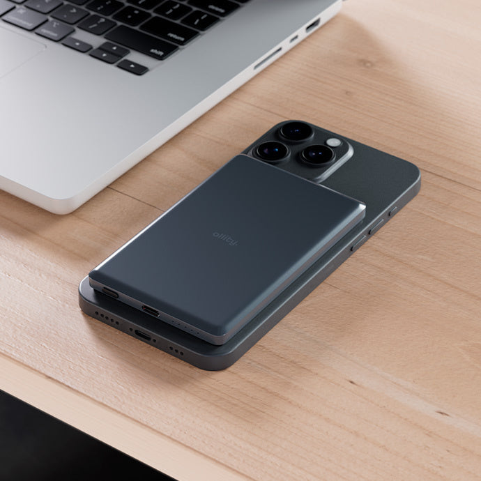 Ekstern trådløs batteri Allity. APB-300, 5000mAh, 20W, PD + QC, 1 x QI - 1 x USB-C, Grå