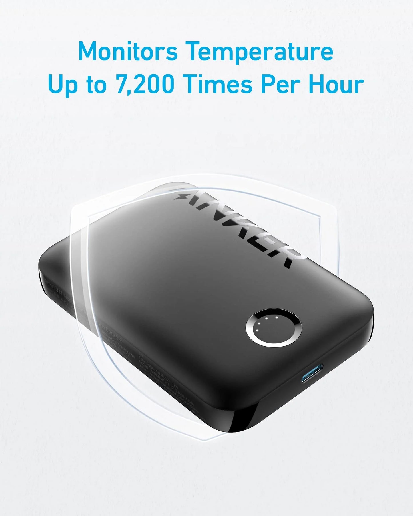 Ekstern trådløs batteri Anker 321 MagGo, 5000mAh, 7.5W, PD + FQI, 1 x QI - 1 x USB-C, Svart A1616G11