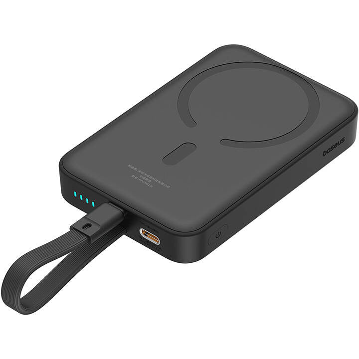 Ekstern trådløs batteri Baseus Magnetic Mini, 10000mAh, 20W, PD + FQI, 1 x Lightning - 1 x QI - 1 x USB-C, Svart P10022109113-00