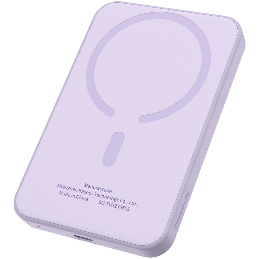 Ekstern trådløs batteri Baseus Magnetic Mini, 5000mAh, 20W, PD + FQI, 1 x QI - 1 x USB-C, Lilla P10022107513
