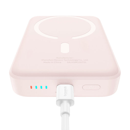Ekstern trådløs batteri Baseus Magnetic Mini, 10000mAh, 20W, PD + FQI, 1 x QI - 1 x USB-C, Rosa P10059001413-00