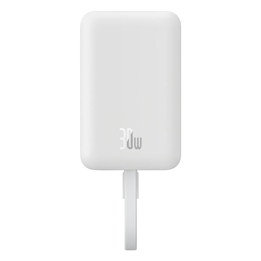 Ekstern trådløs batteri Baseus Magnetic Mini, 10000mAh, 30W, PD + FQI, 1 x QI - 2 x USB-C, Hvit P1002210B223-00