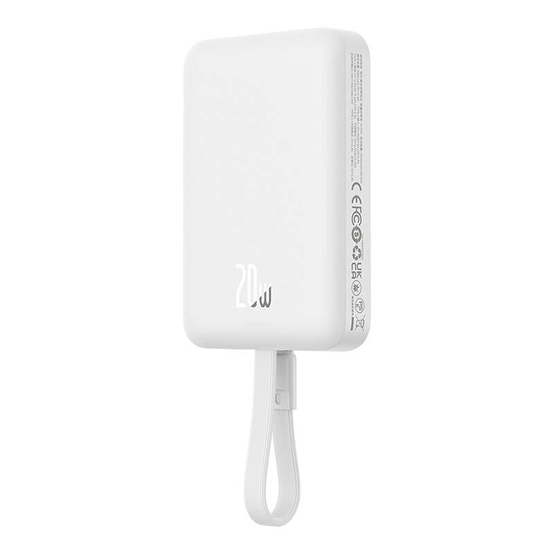 Ekstern trådløs batteri Baseus Magnetic Mini, 10000mAh, 20W, PD + FQI, 1 x Lightning - 1 x QI - 1 x USB-C, Hvit P10022109223-00