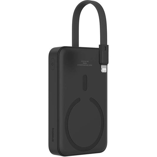 Baseus Magnetic Mini trådløst eksternt batteri, 10000 mAh, 20 W, PD + FQI, 1 x Lightning - 1 x QI - 1 x USB-C, svart P10022109113-00