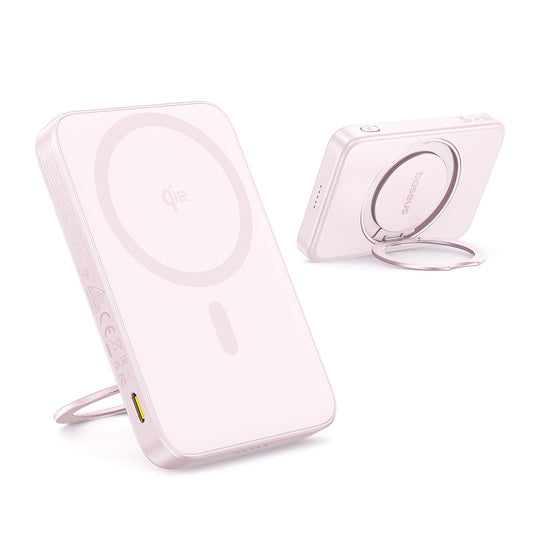Ekstern trådløs batteri Baseus PicoGo, 5000mAh, 20W, PD + FQI, 1 x QI - 1 x USB-C, Rosa P10076800413-00