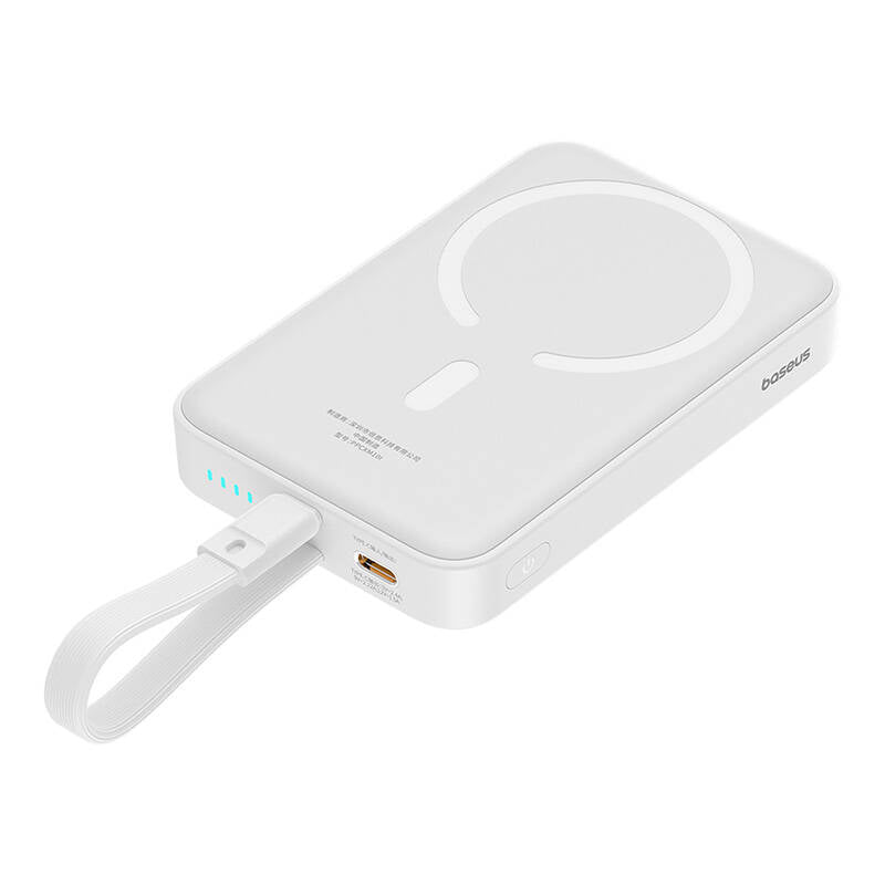 Ekstern trådløs batteri Baseus Magnetic Mini, 10000mAh, 20W, PD + FQI, 1 x Lightning - 1 x QI - 1 x USB-C, Hvit P10022109223-00