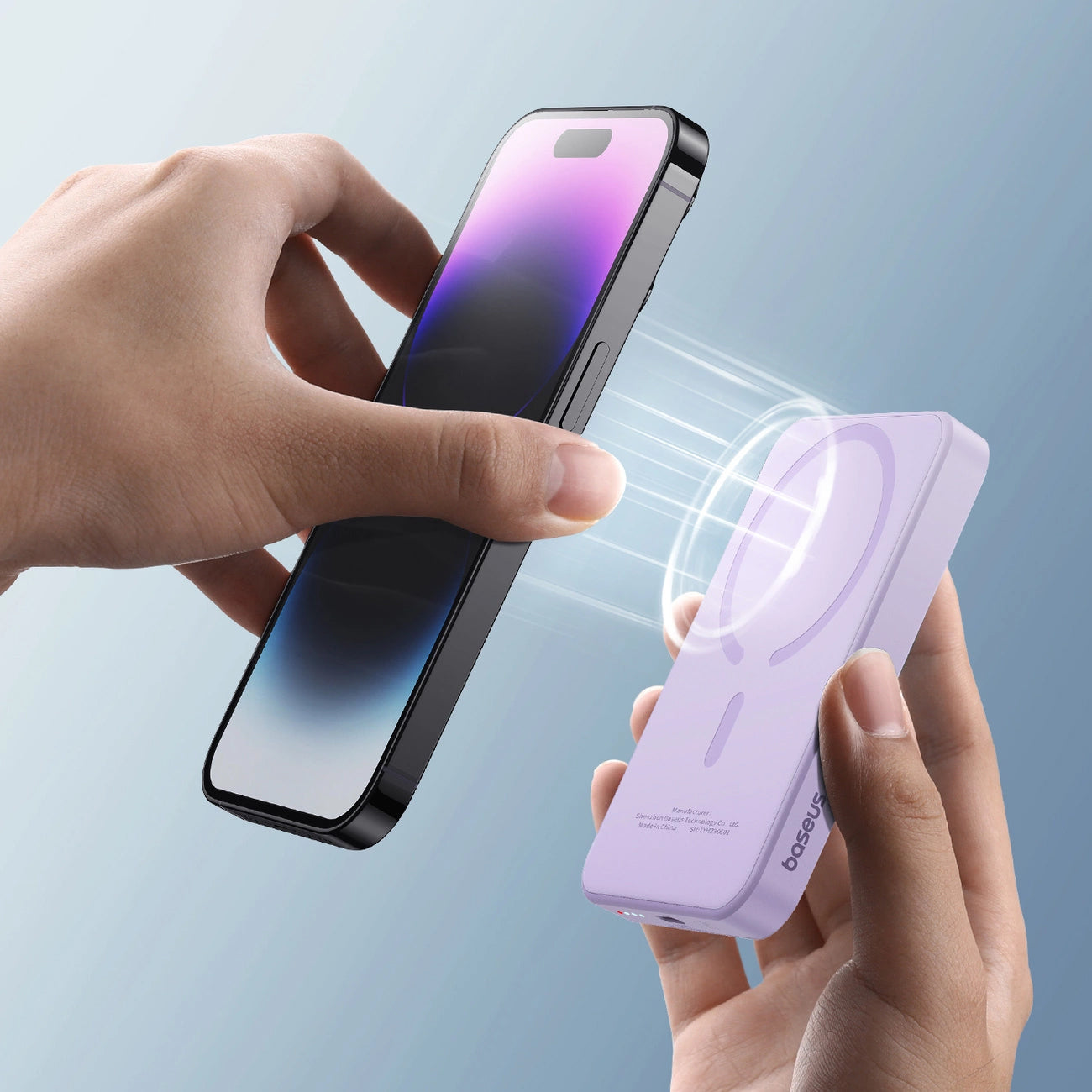 Ekstern trådløs batteri Baseus Magnetic Mini, 5000mAh, 20W, PD + FQI, 1 x QI - 1 x USB-C, Lilla P10022107513