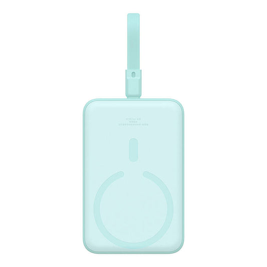 Ekstern trådløs batteri Baseus Magnetic Mini, 10000mAh, 20W, PD + FQI, 1 x Lightning - 1 x QI - 1 x USB-C, Grønn P10022109333-00