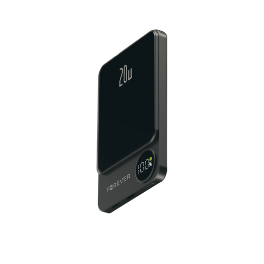 Ekstern trådløs batteri Forever MATB-200, 5000mAh, 20W, PD + FQI, 1 x QI - 1 x USB-C, Svart