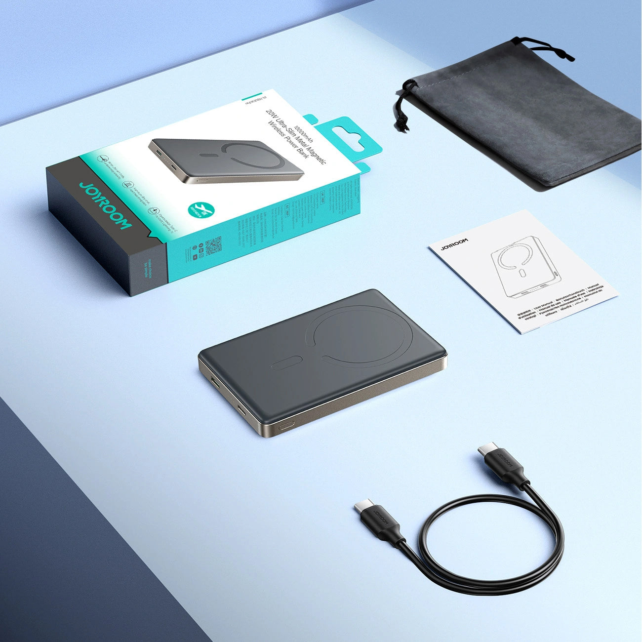 Trådløs ekstern batteri Joyroom JR-PBM08 Pro, 10000mAh, 22,5W, PD + FQI, 1 x QI - 2 x USB-C, Beige