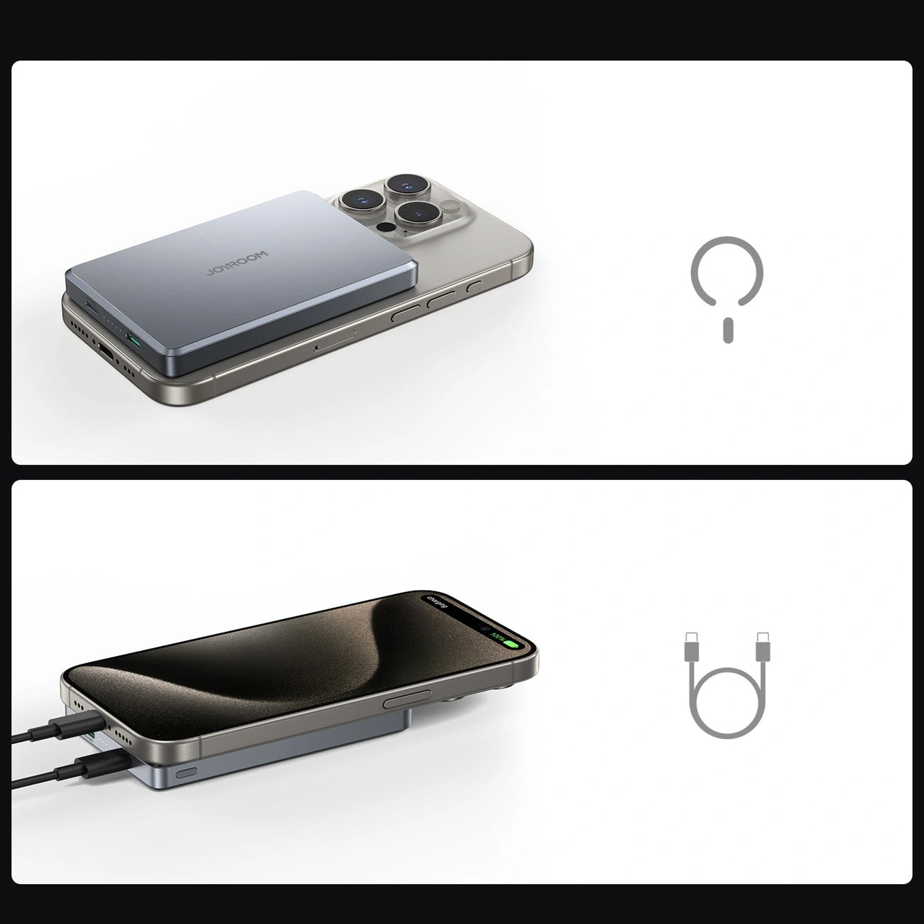 Joyroom JR-PBM08 Pro trådløs ekstern batteri, 10000mAh, 22.5W, PD + FQI, 1 x QI - 2 x USB-C, grå