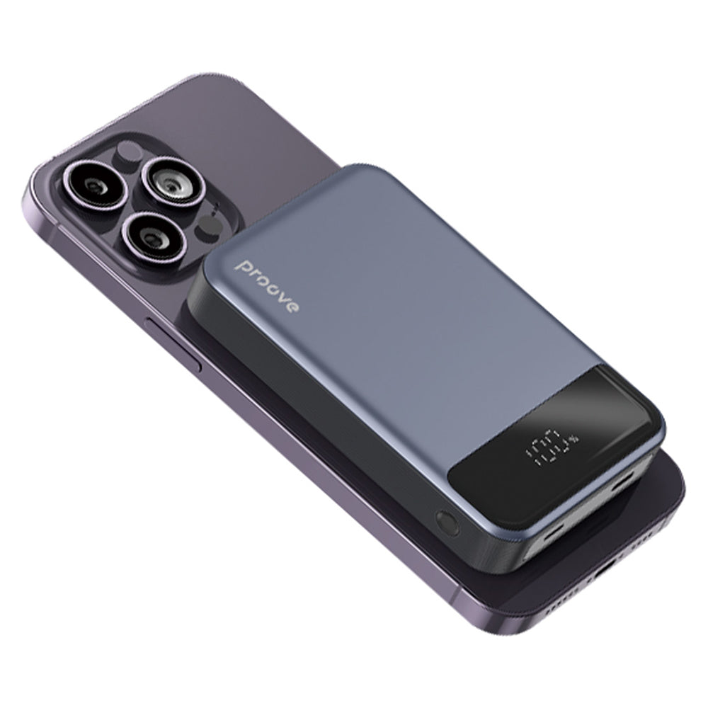 Trådløs Ekstern Batteri Proove Hoodman, 10000mAh, 20W, PD + FQI, 1 x QI - 1 x USB-C, Grå PBH120010003