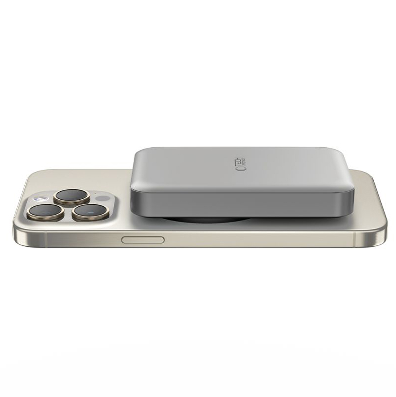 Trådløs ekstern batteri Tech-Protect PB11 LifeMag, 10000mAh, 15W, PD + FQI, 1 x QI - 1 x USB-C, Grå, Reseglet