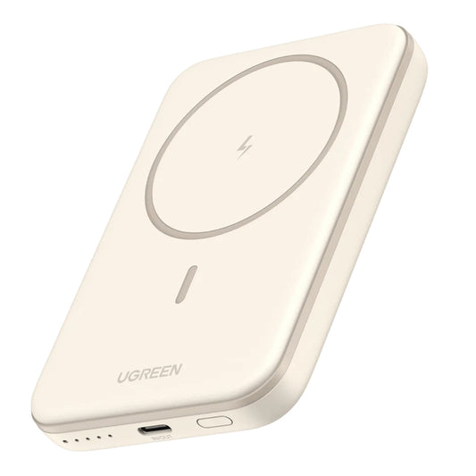 UGREEN PB560 Eksternt trådløst batteri, 5000 mAh, 15 W, PD + QI, 1 x QI - 1 x USB-C, Beige