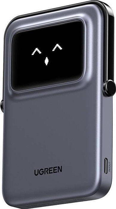 Ekstern trådløs batteri UGREEN PB571 Uno, 5000mAh, 20W, PD + FQI, 1 x QI - 1 x USB-C, Grå