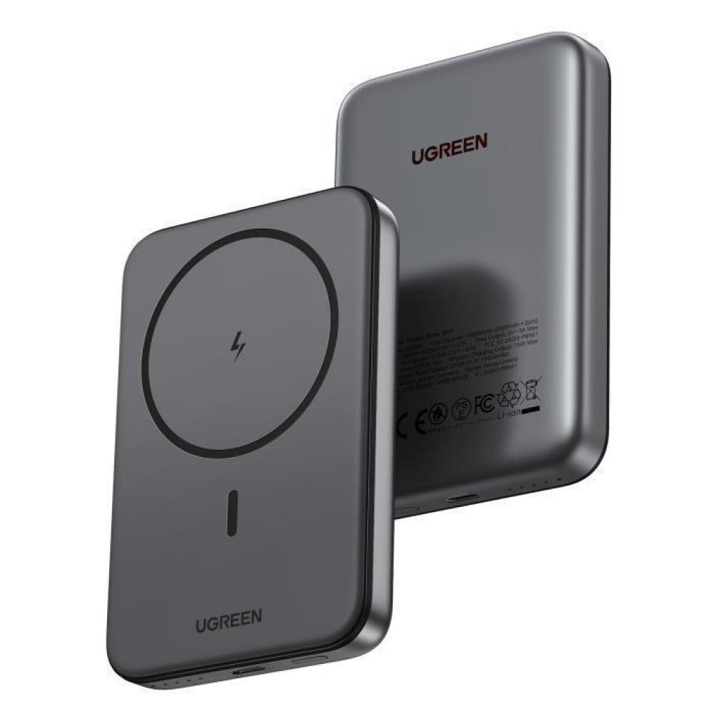 UGREEN PB561 Trådløs Ekstern Batteri, 10000mAh, 20W, PD + FQI, 1 x QI - 1 x USB-C, Svart