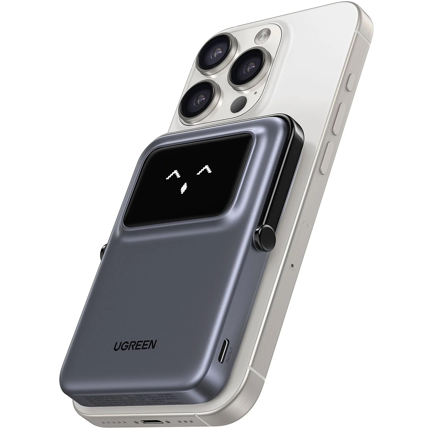 Ekstern trådløs batteri UGREEN PB571 Uno, 5000mAh, 20W, PD + FQI, 1 x QI - 1 x USB-C, Grå