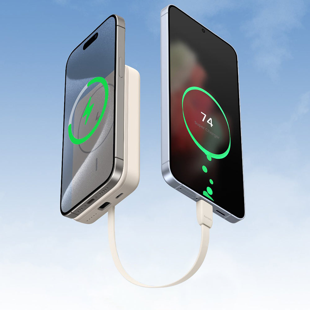 Ekstern trådløs batteri UGREEN PB760, 10000mAh, 20W, PD + FQI, 1 x QI - 1 x USB-C, Beige