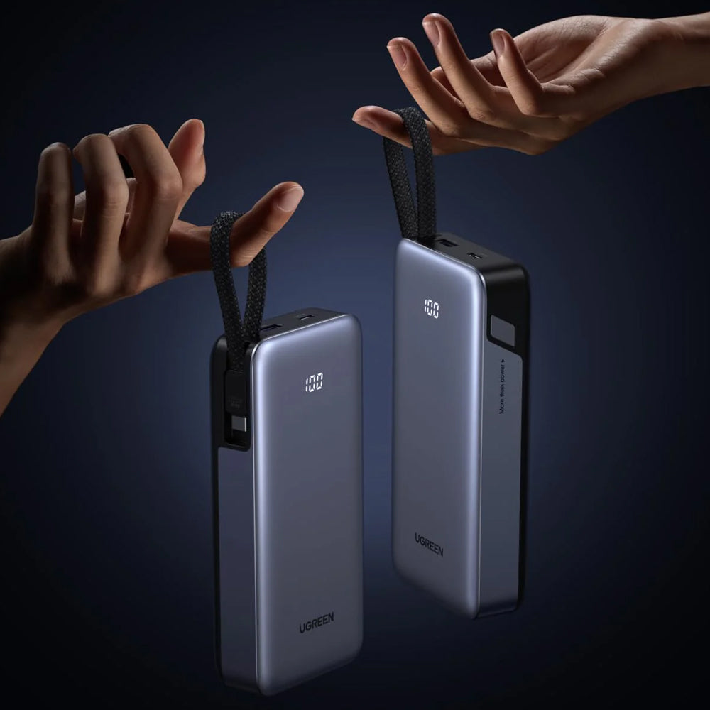 Ekstern batteri UGREEN PB536 (55988B), 20000mAh, 45W, QC + PD, 1 x USB-A - 2 x USB-C, Grå