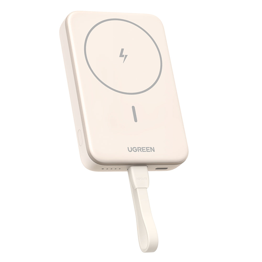 Ekstern trådløs batteri UGREEN PB760, 10000mAh, 20W, PD + FQI, 1 x QI - 1 x USB-C, Beige