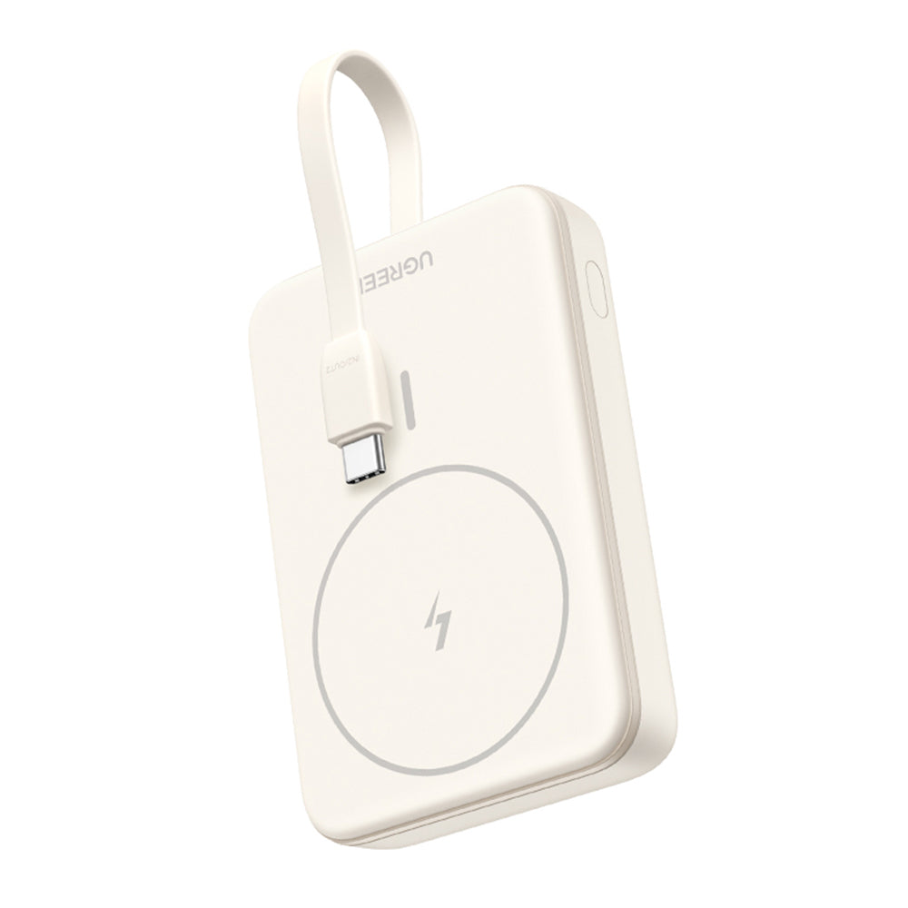 Ekstern trådløs batteri UGREEN PB760, 10000mAh, 20W, PD + FQI, 1 x QI - 1 x USB-C, Beige