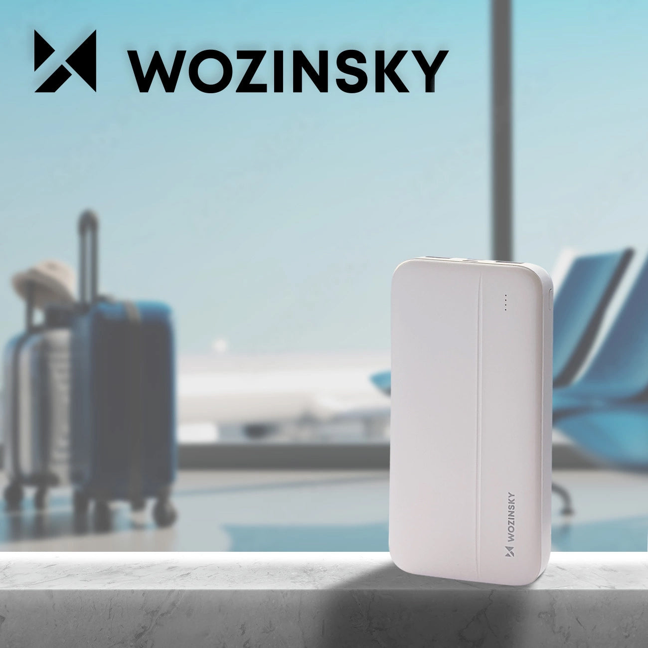 Ekstern batteri WZK WPBWE1, 10000mAh, 10W, 2 x USB-A, Hvit